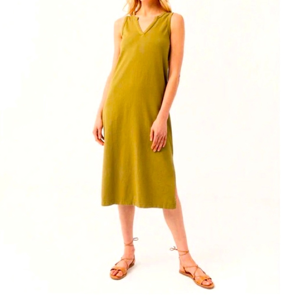 Pact organic cotton midi dress, size medium, color moss